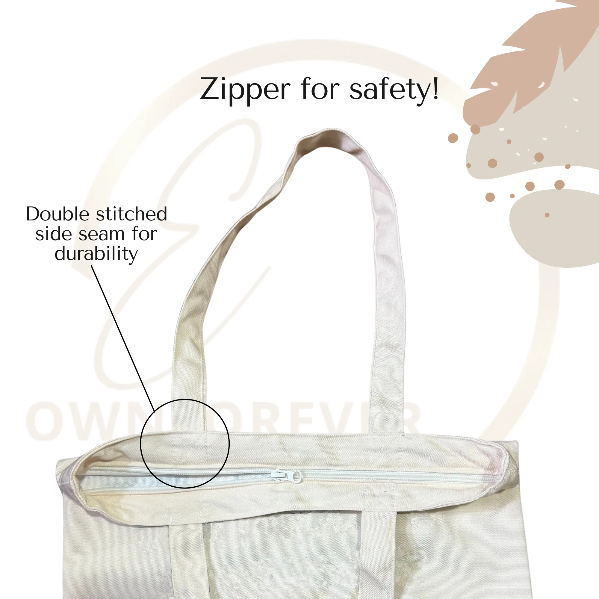 Aspiring Plant Parent Tote bag with Zipper Beige Colour