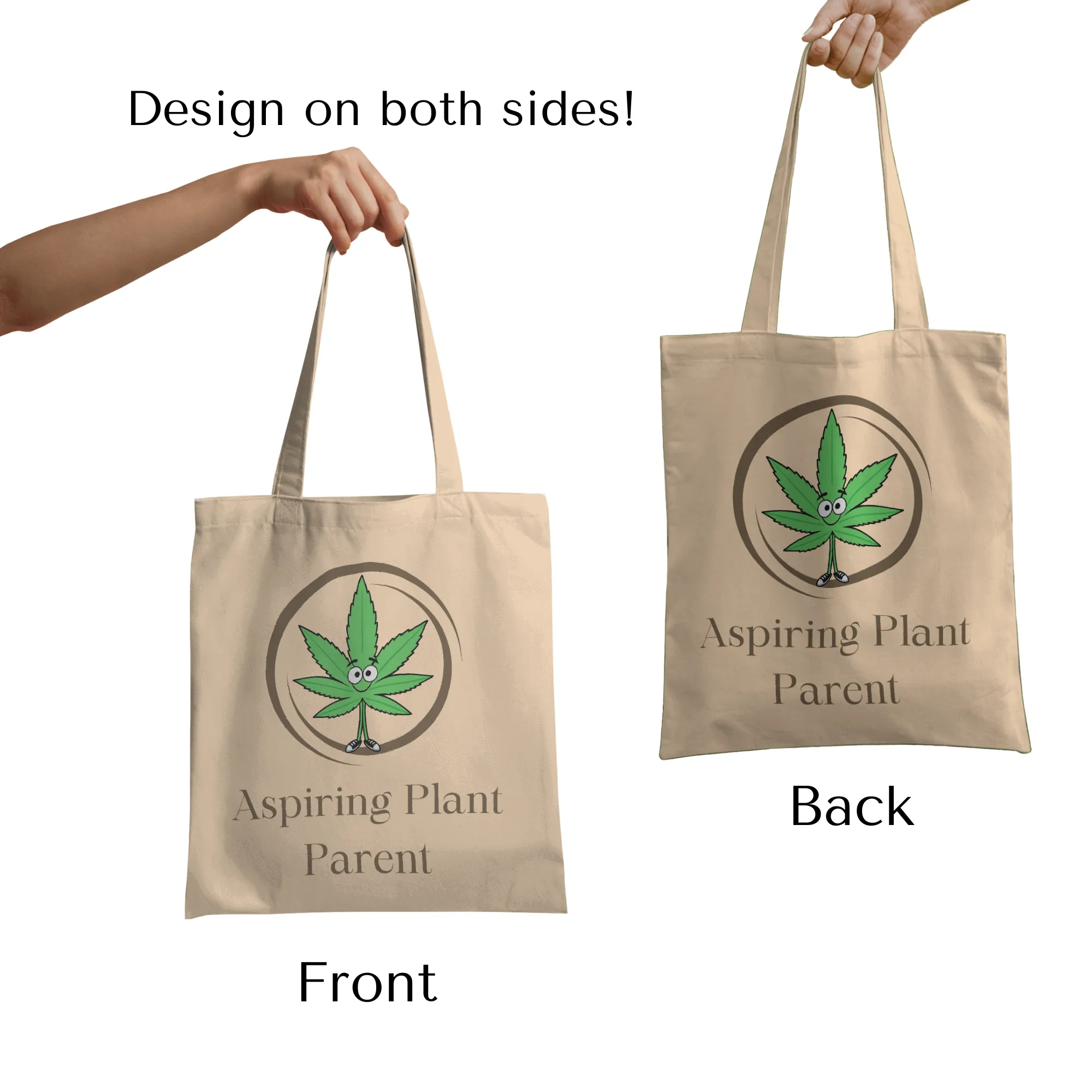 Aspiring Plant Parent Tote bag with Zipper Beige Colour