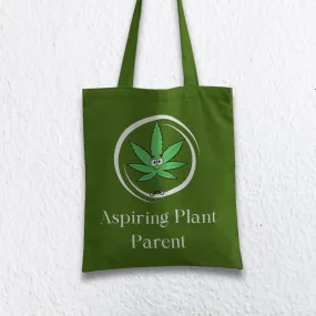 Aspiring Plant Parent Tote with Zipper Dark Green
