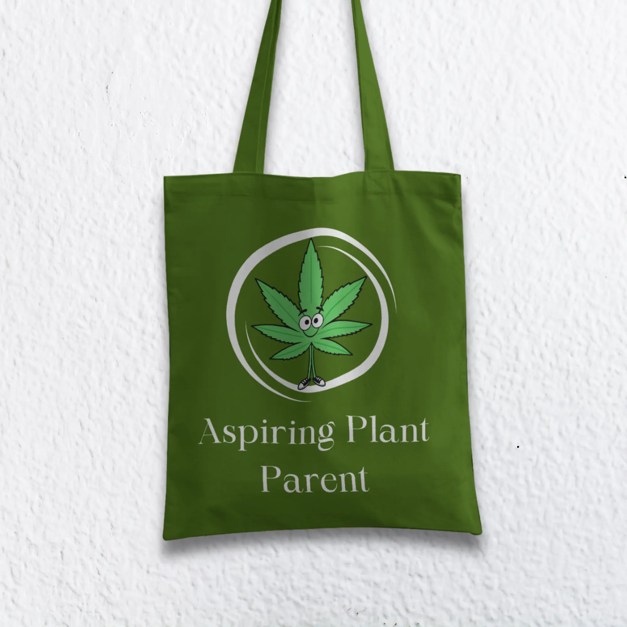 Aspiring Plant Parent Tote with Zipper Dark Green