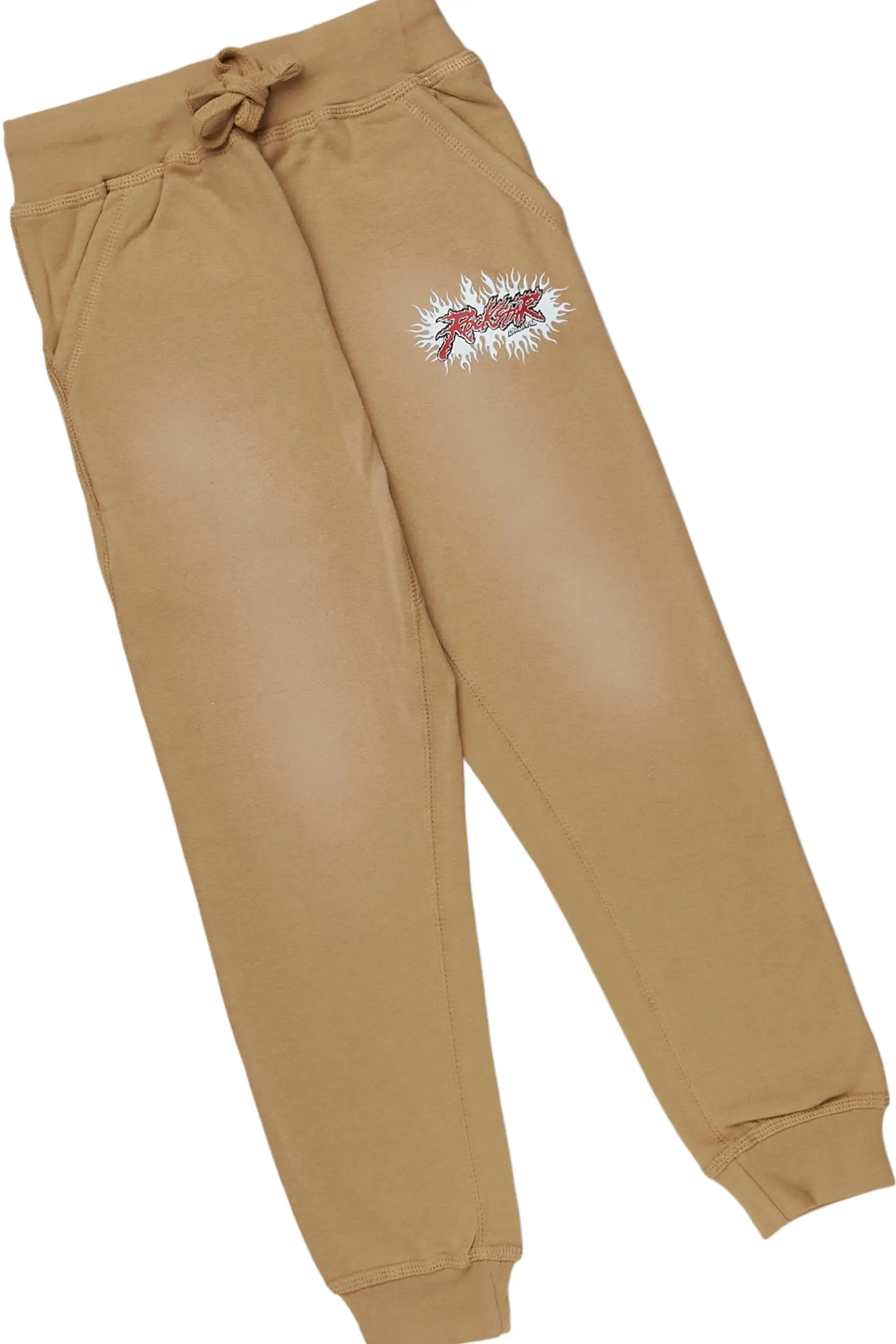 Boys Tidus Beige Hoodie Track Pant Set