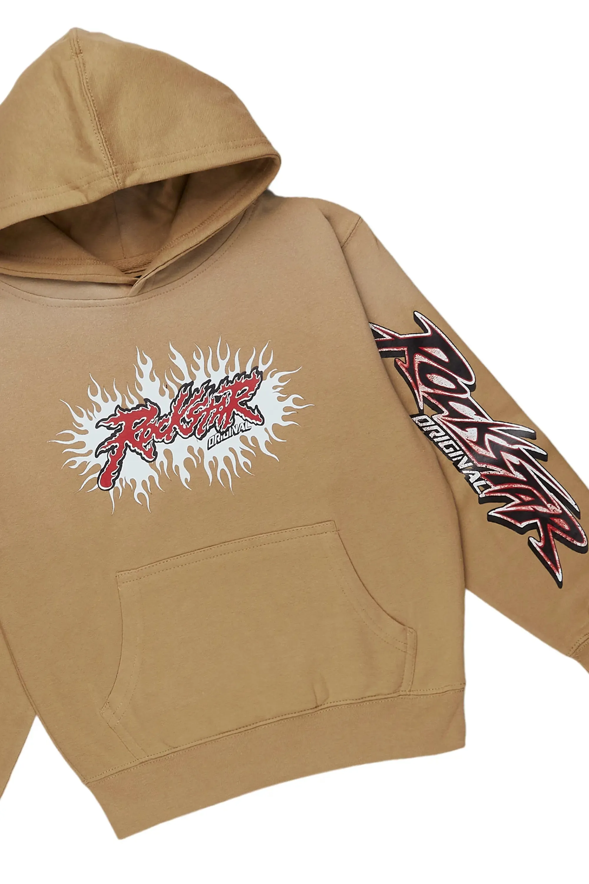 Boys Tidus Beige Hoodie Track Pant Set