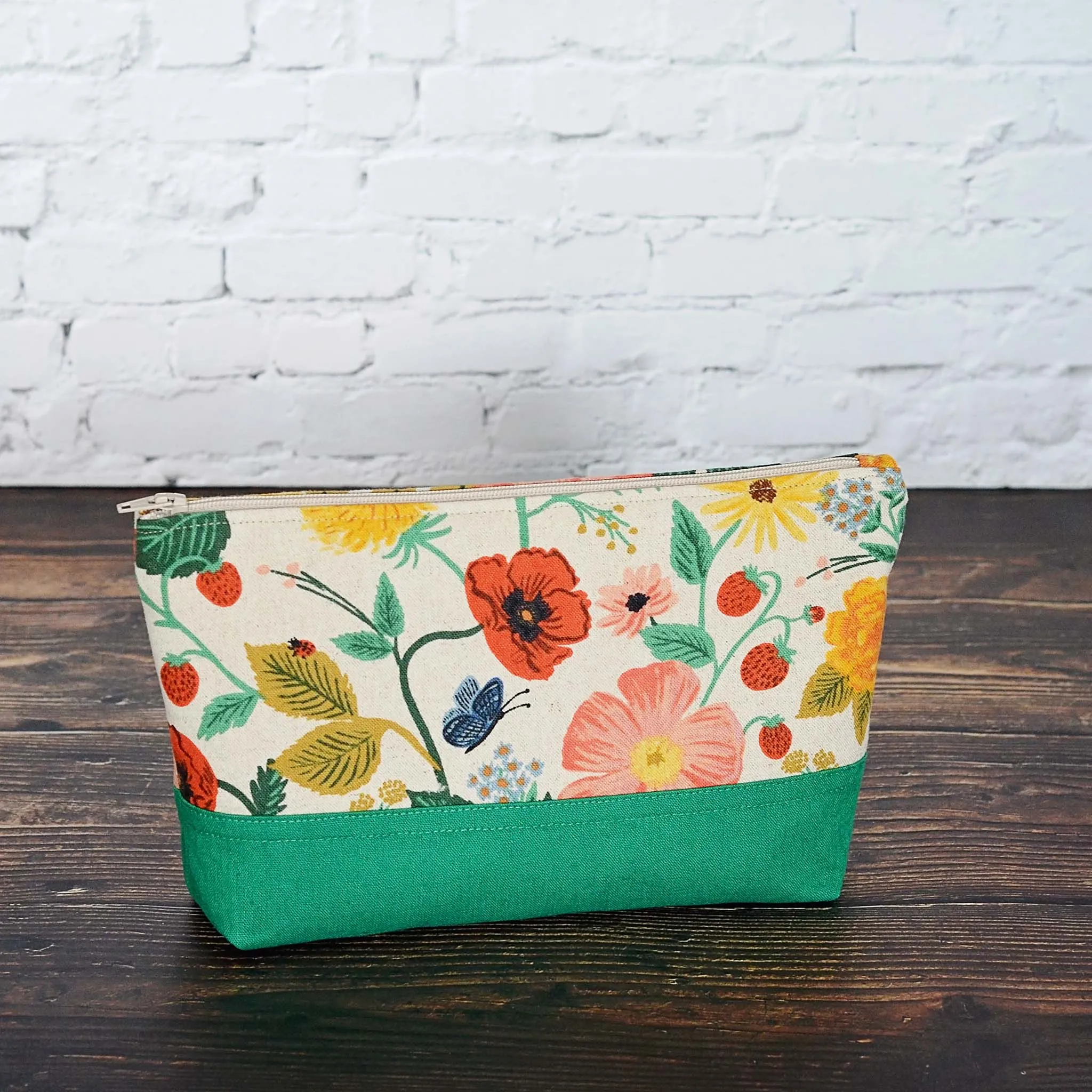 Canvas and Linen Accessory Pouch in Rifle Paper Co. Fabric