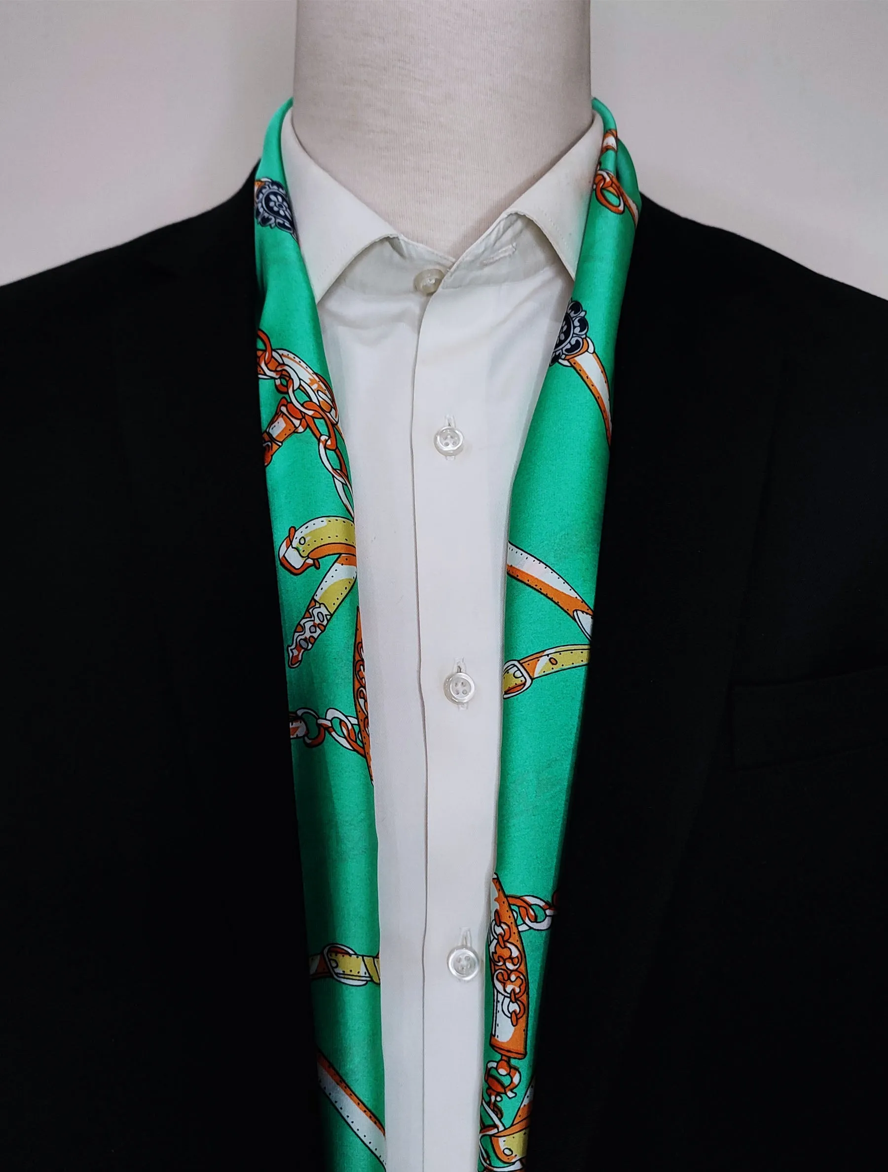 CHAINS AND STRAPS (SEA GREEN) - SILk men scarves