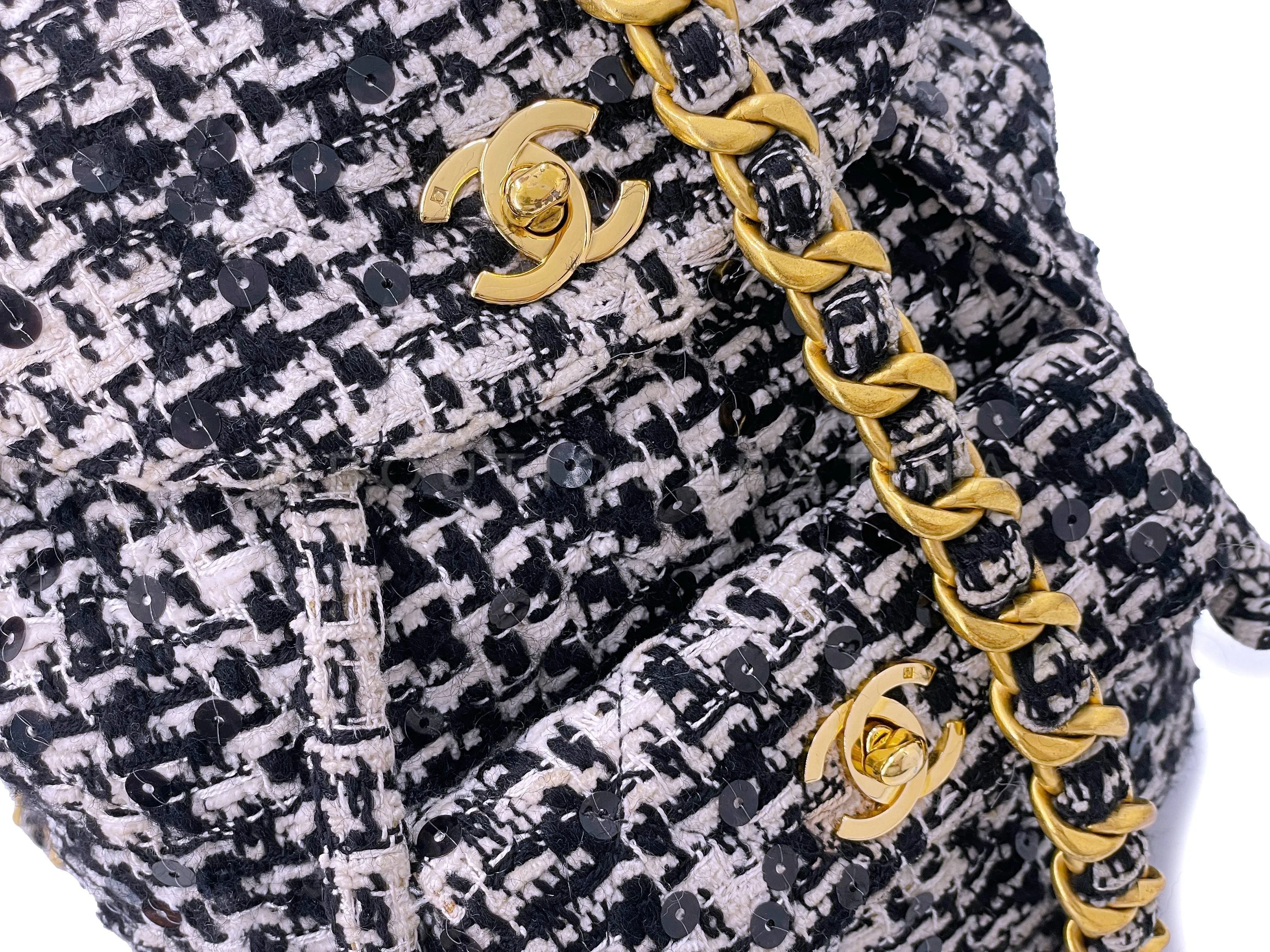 Chanel 1994 Vintage Black White Tweed Duma Backpack Bag 24k GHW