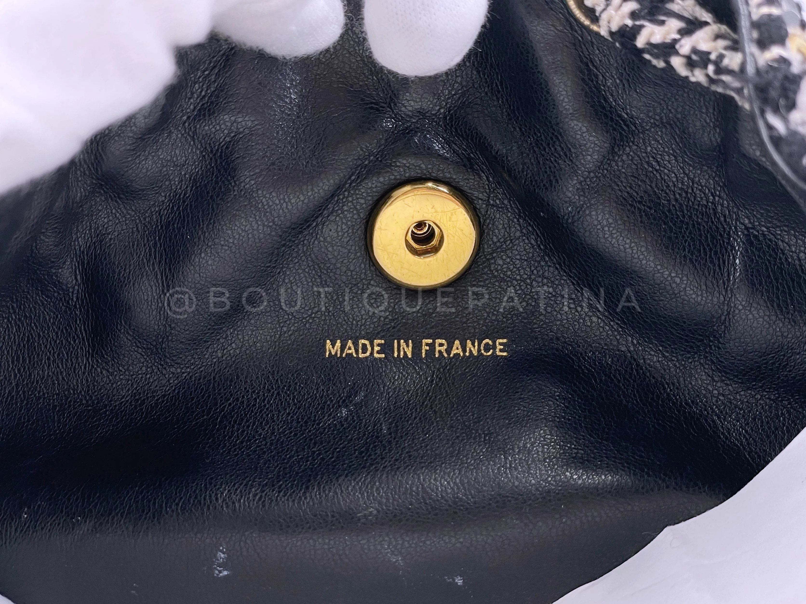 Chanel 1994 Vintage Black White Tweed Duma Backpack Bag 24k GHW