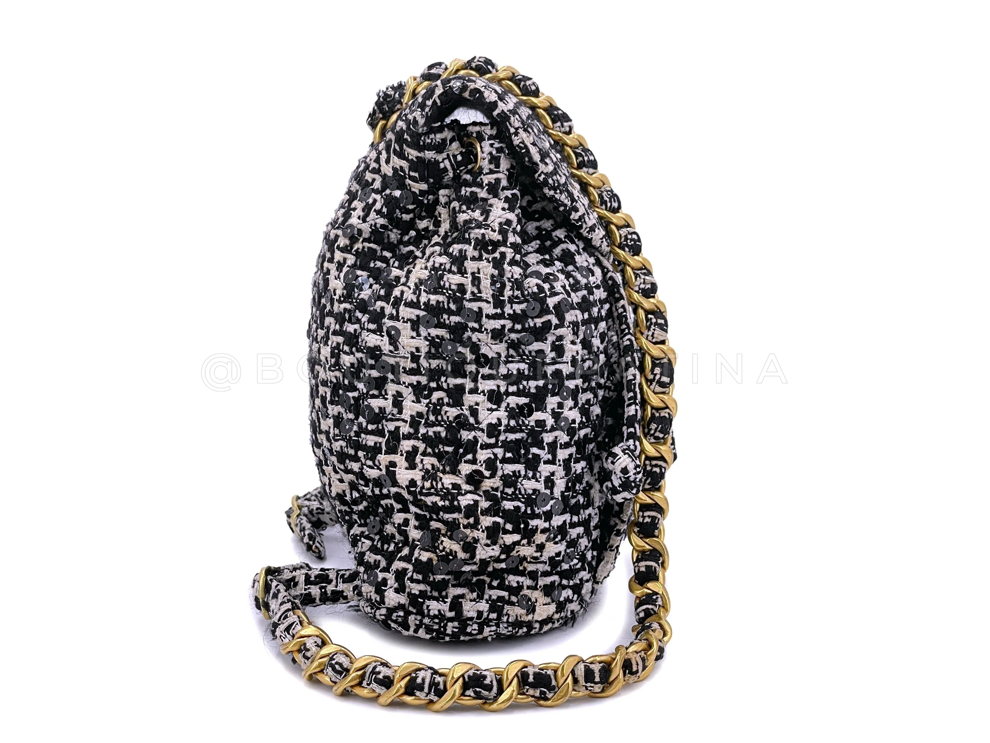 Chanel 1994 Vintage Black White Tweed Duma Backpack Bag 24k GHW