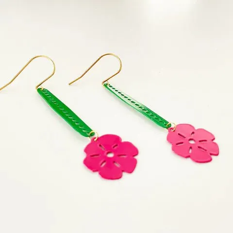 DENZ Colour Pop Shapes - Emerald/ Pink - painted steel dangles