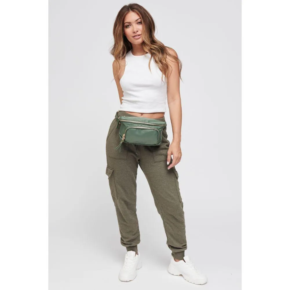 Double Take Nylon Belt Bag - Olive