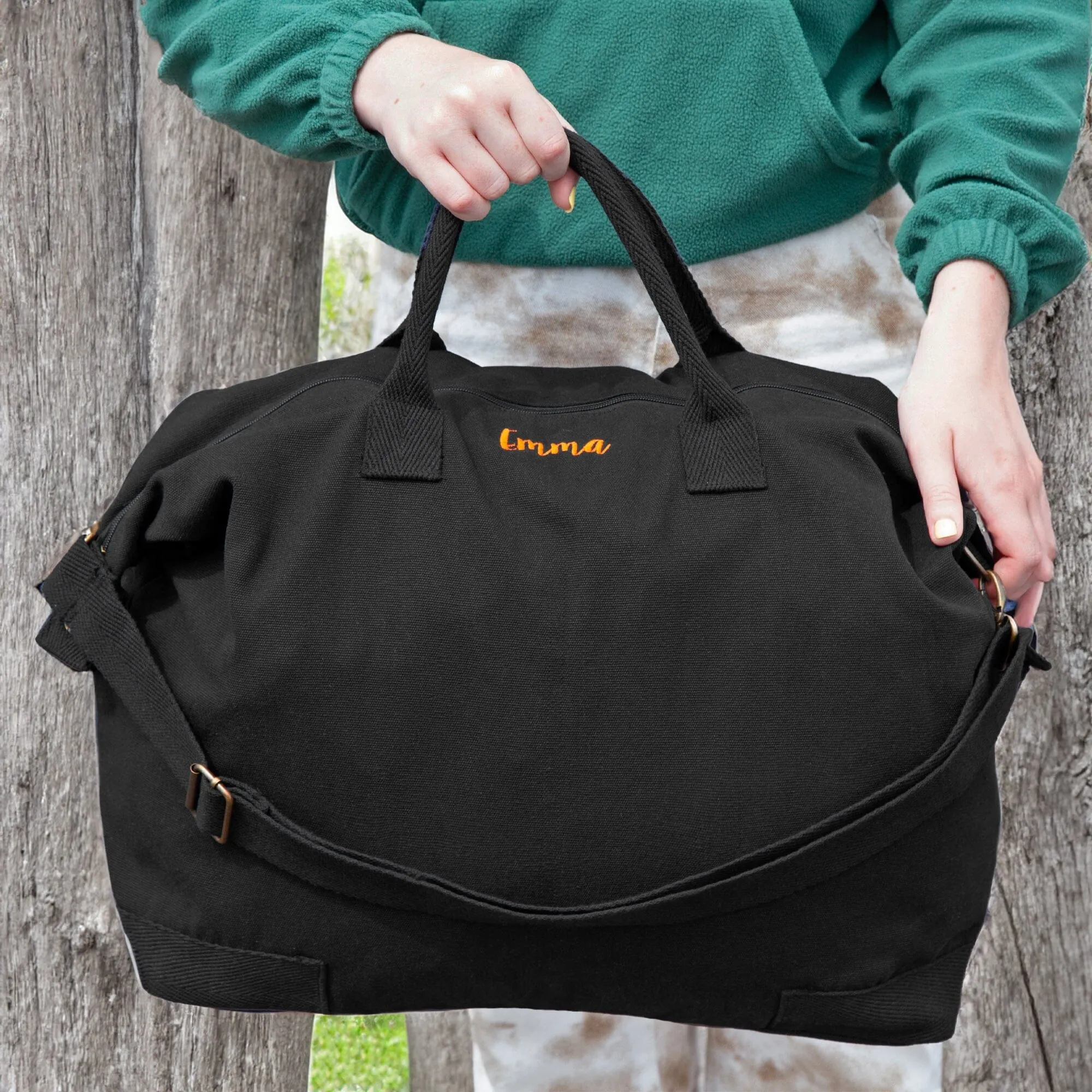 Eco Friendly Personalised Recycled Canvas Overnighter Bag