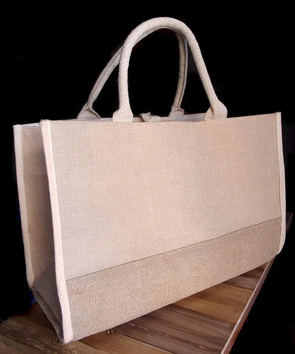 Fancy Burlap Jute Tote Bags, Cotton Blend Totes