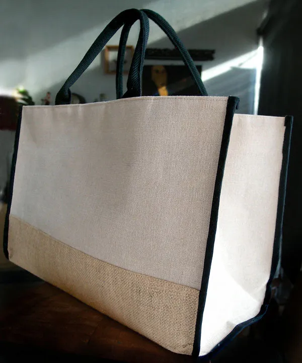Fancy Burlap Jute Tote Bags, Cotton Blend Totes