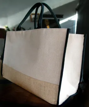 Fancy Burlap Jute Tote Bags, Cotton Blend Totes