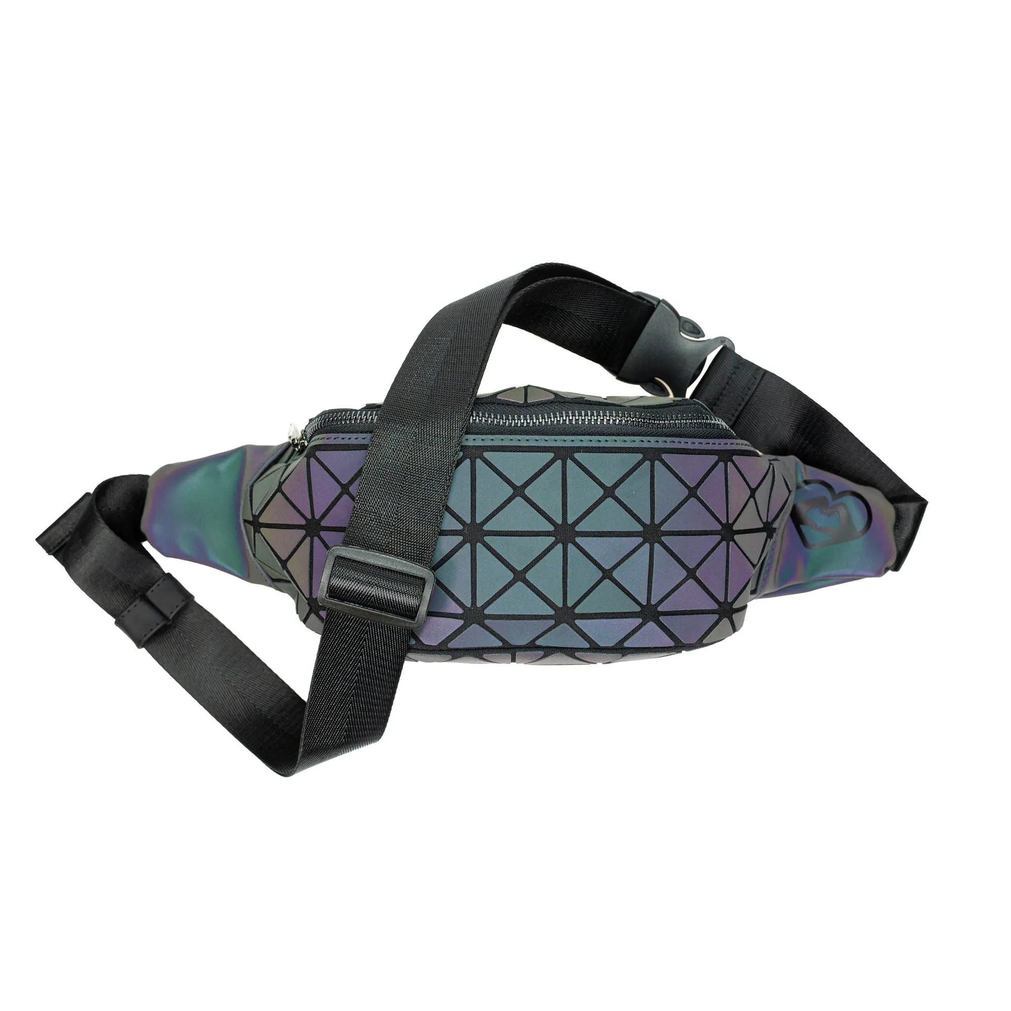 FannyPack Luminous - Holographic Reflective - Chameleon Effect - Irredescent Rainbow - 2 Pouches - Adjustable Belt - Best Gift Ideas