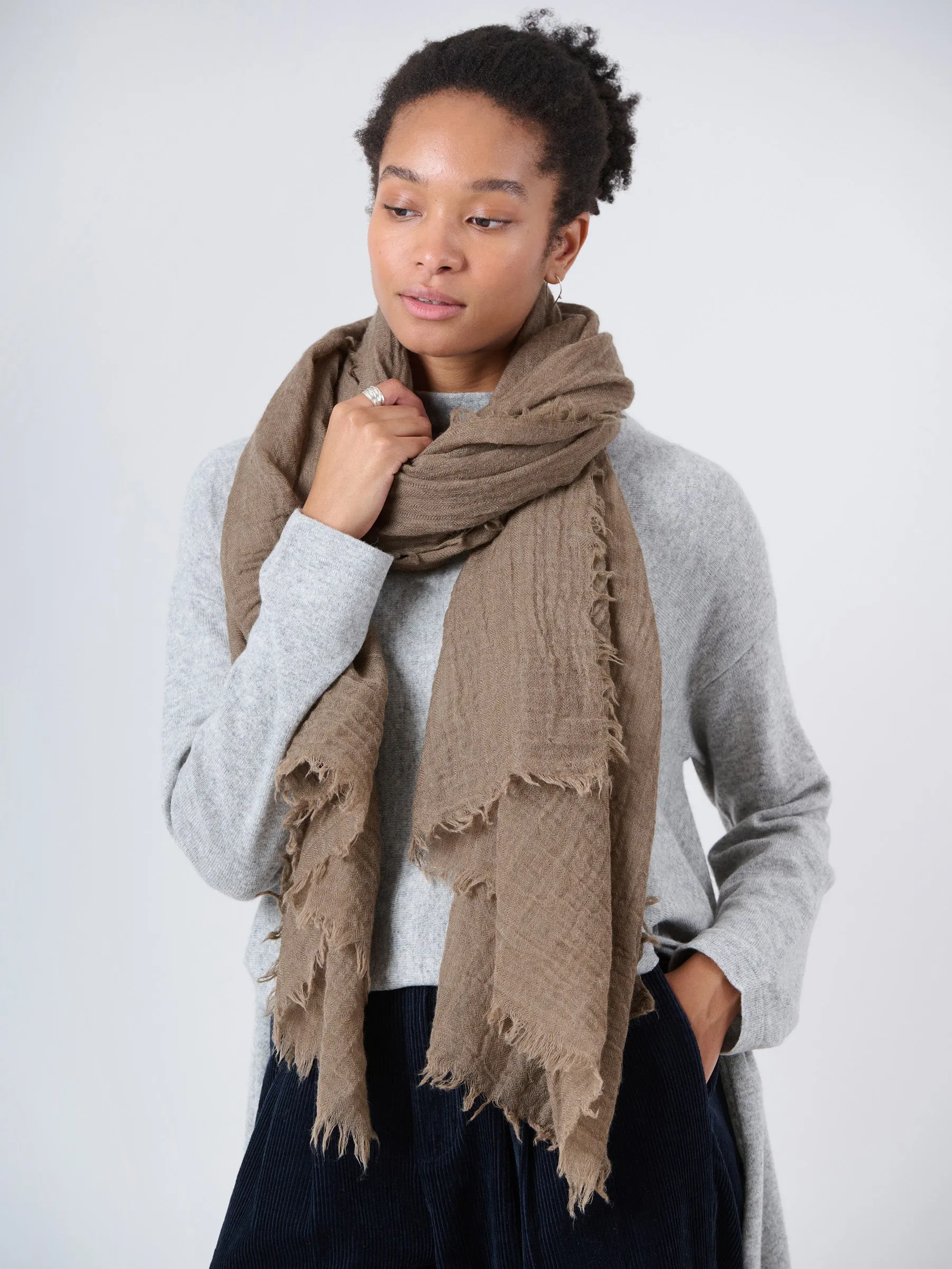 Fine Wool Crinkle Textured Wrap Scarves