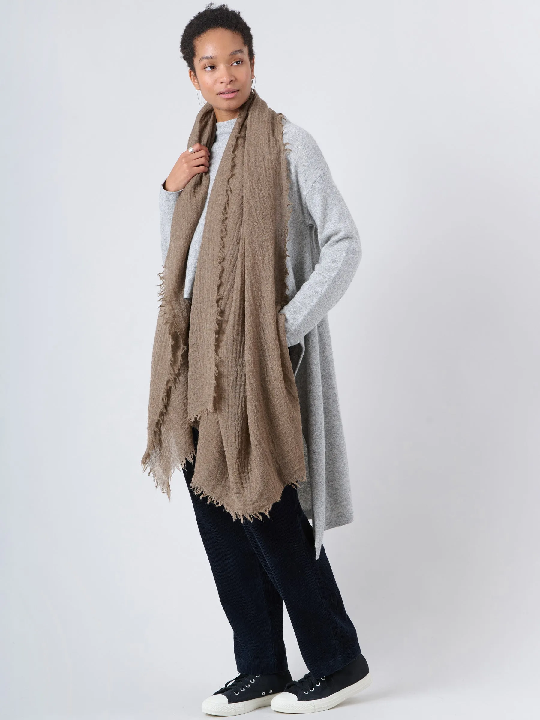 Fine Wool Crinkle Textured Wrap Scarves
