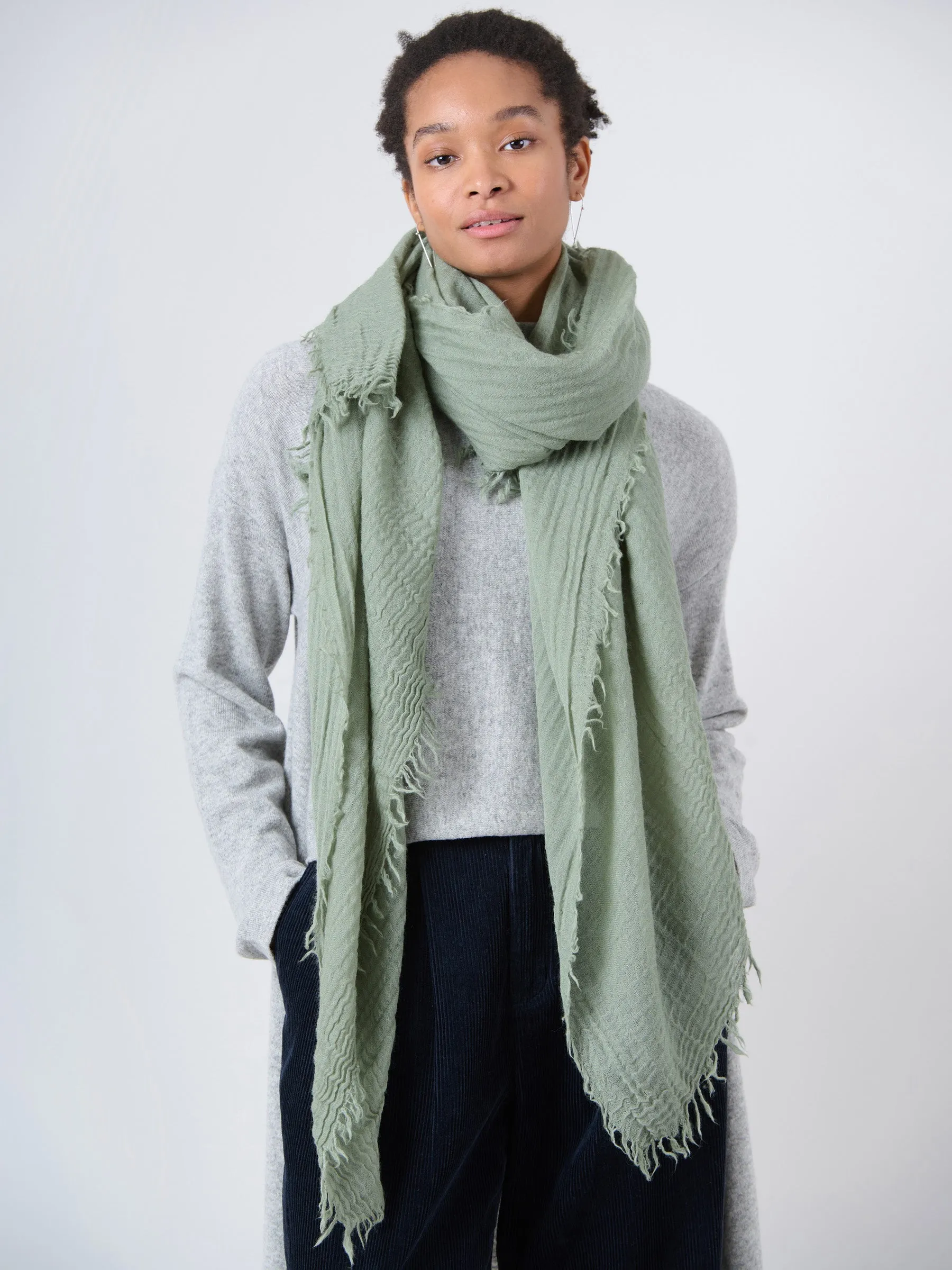 Fine Wool Crinkle Textured Wrap Scarves