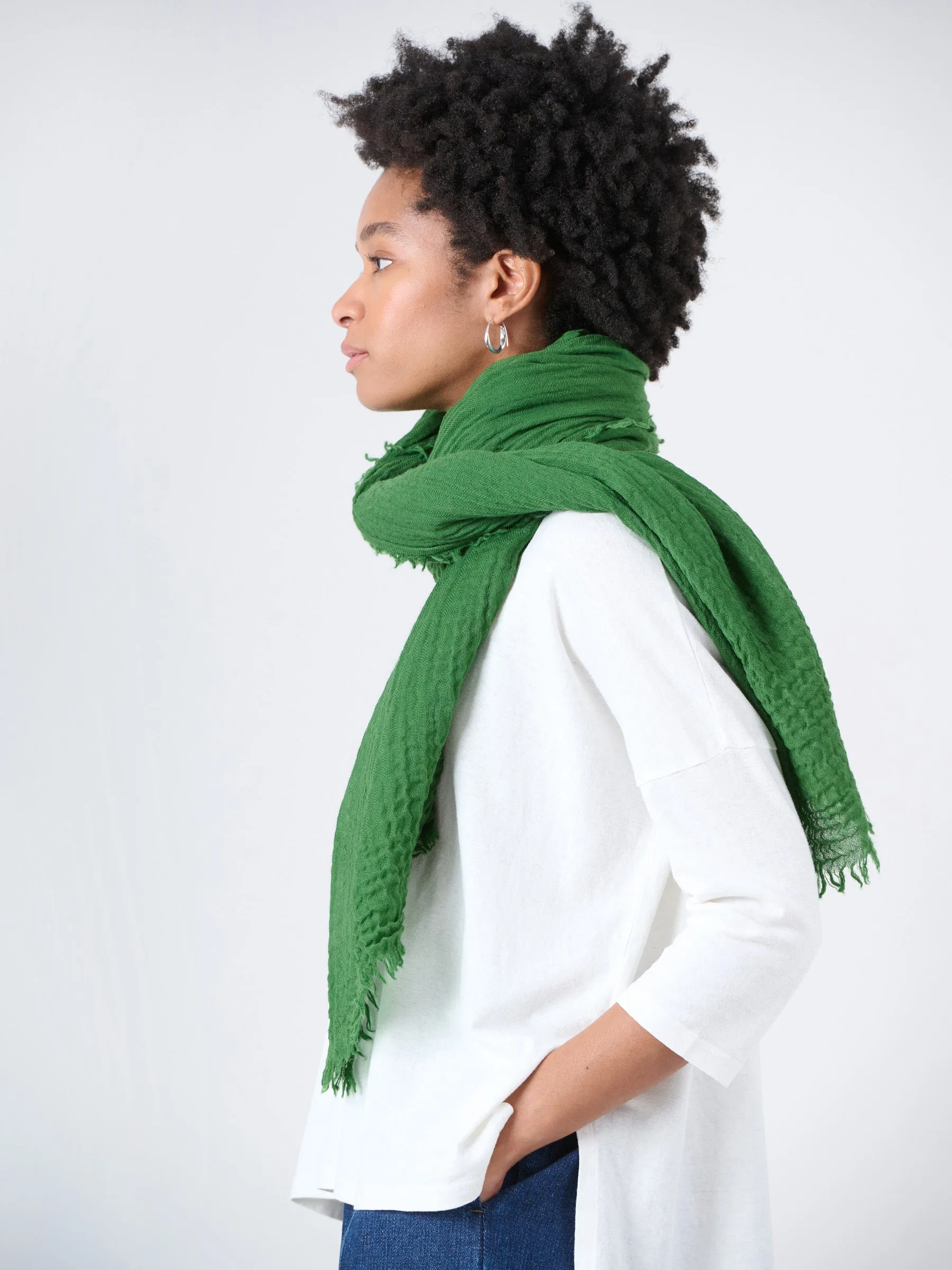 Fine Wool Crinkle Textured Wrap Scarves