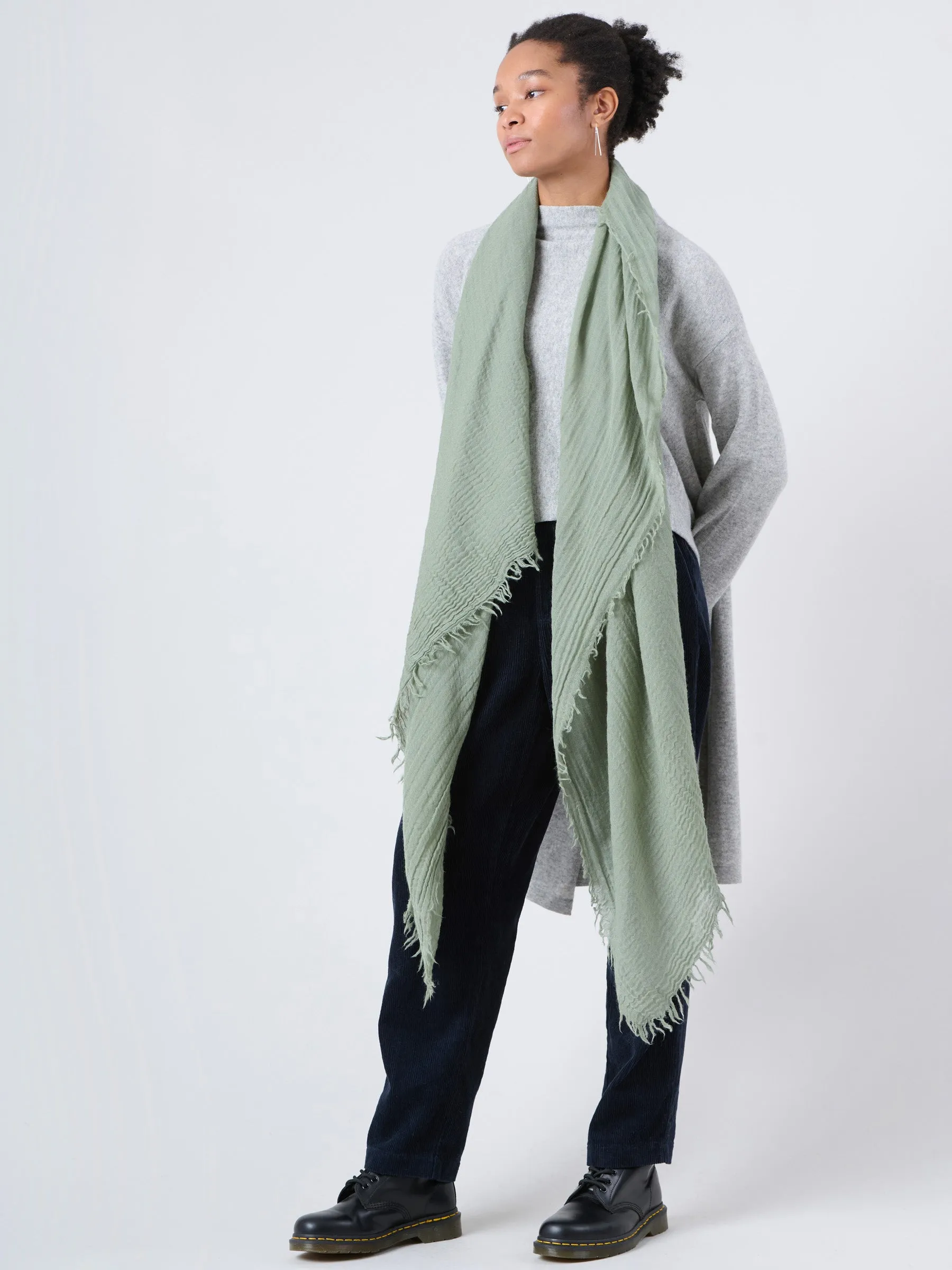Fine Wool Crinkle Textured Wrap Scarves