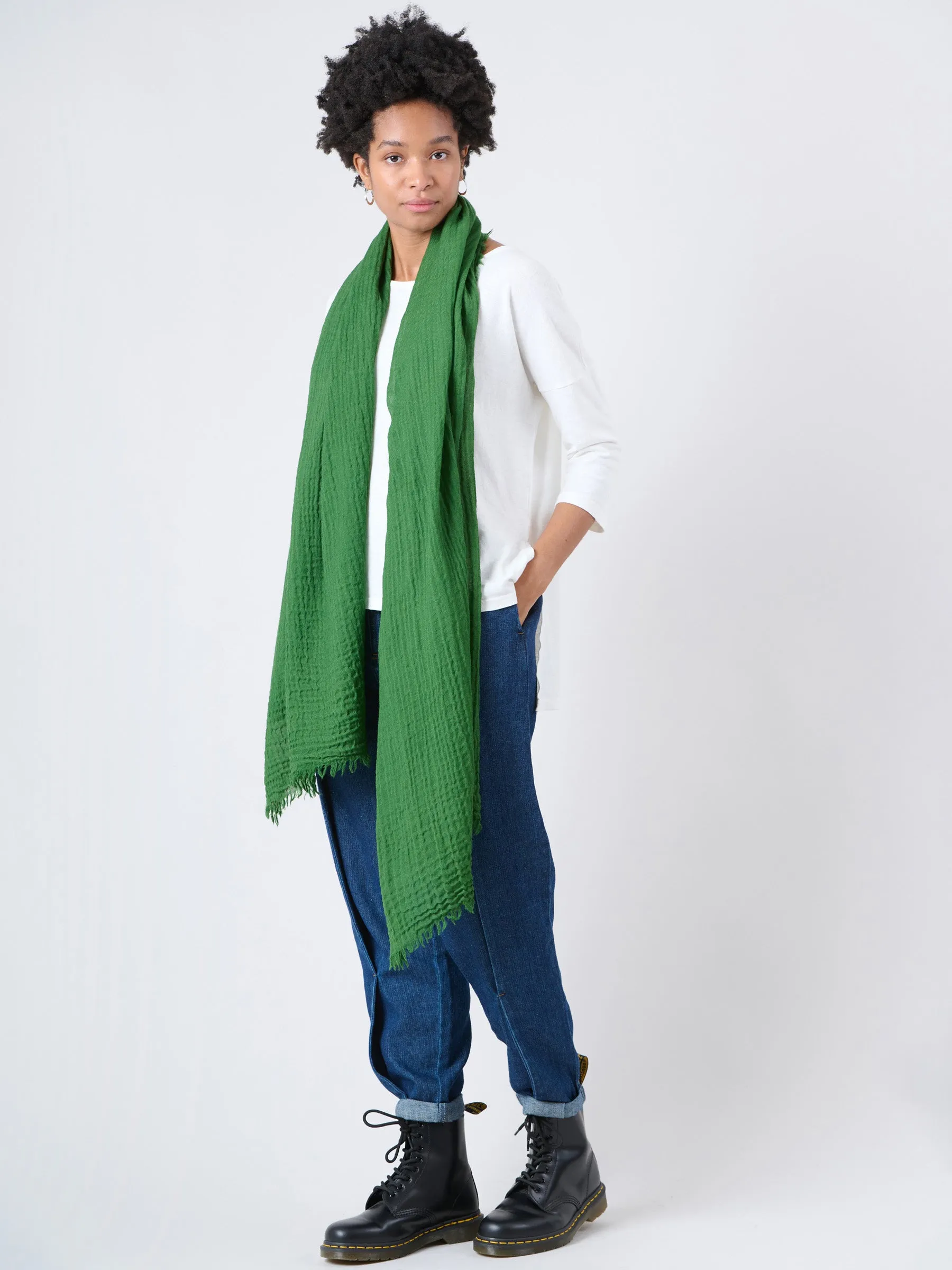 Fine Wool Crinkle Textured Wrap Scarves