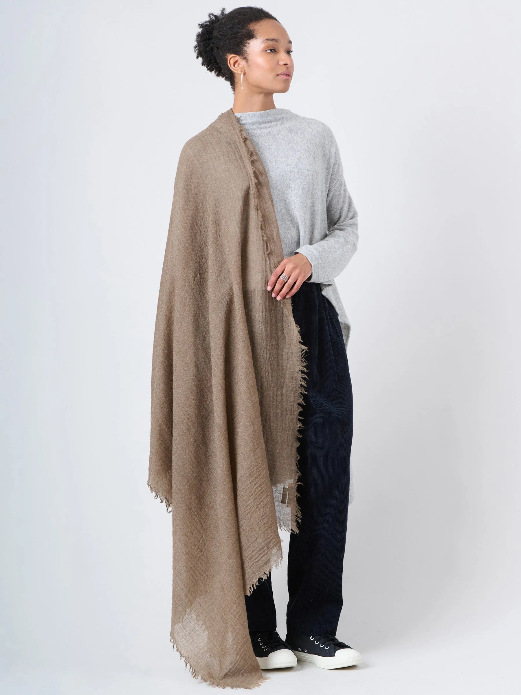 Fine Wool Crinkle Textured Wrap Scarves