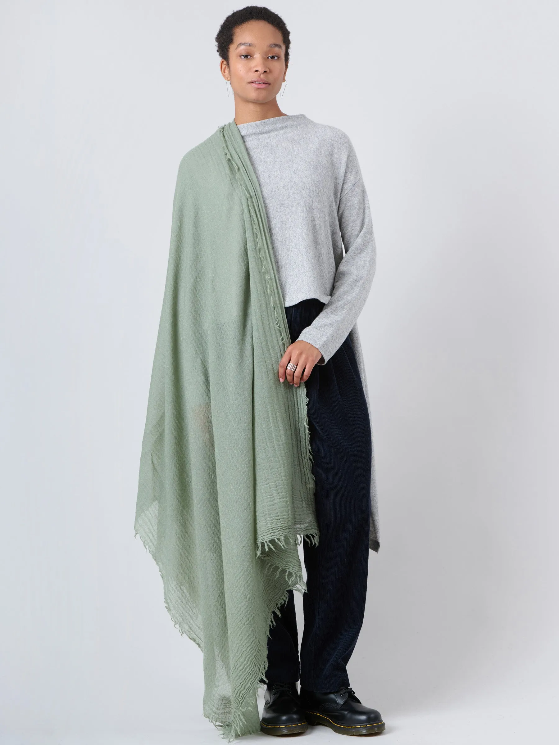 Fine Wool Crinkle Textured Wrap Scarves