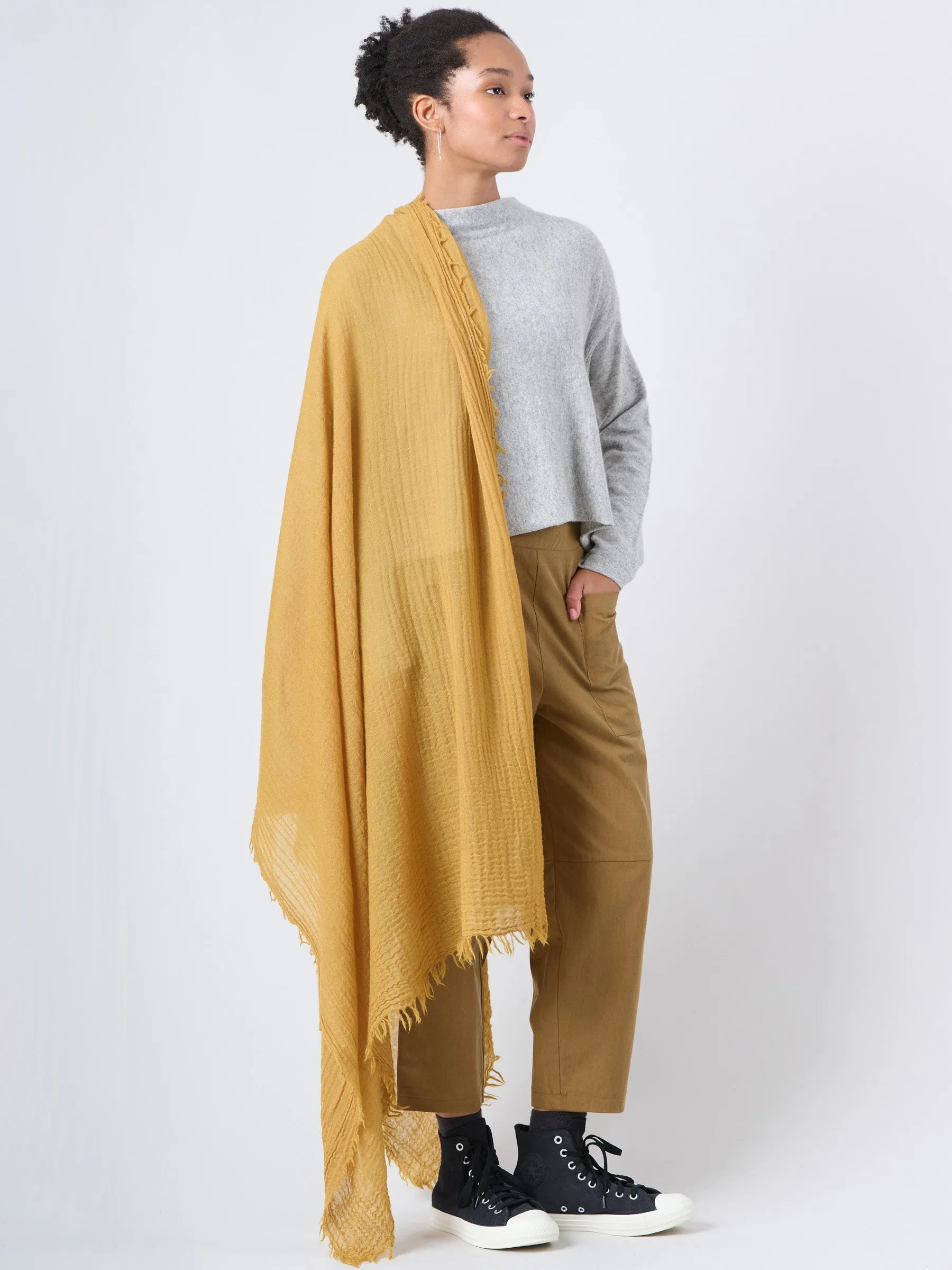 Fine Wool Crinkle Textured Wrap Scarves