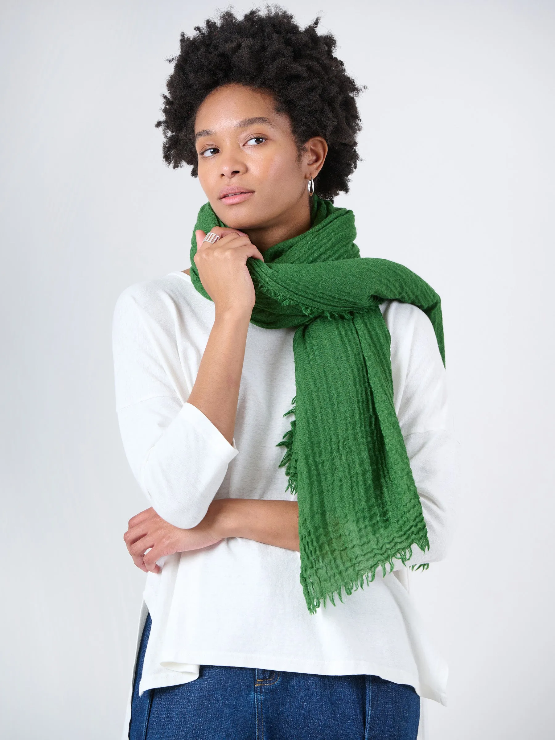 Fine Wool Crinkle Textured Wrap Scarves