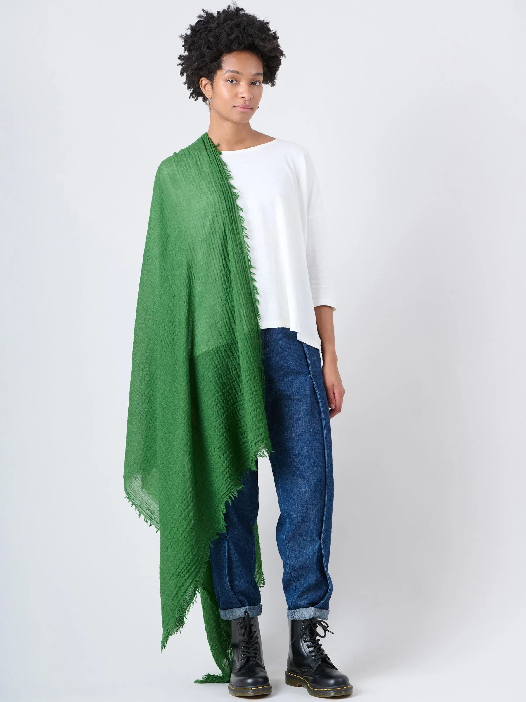 Fine Wool Crinkle Textured Wrap Scarves