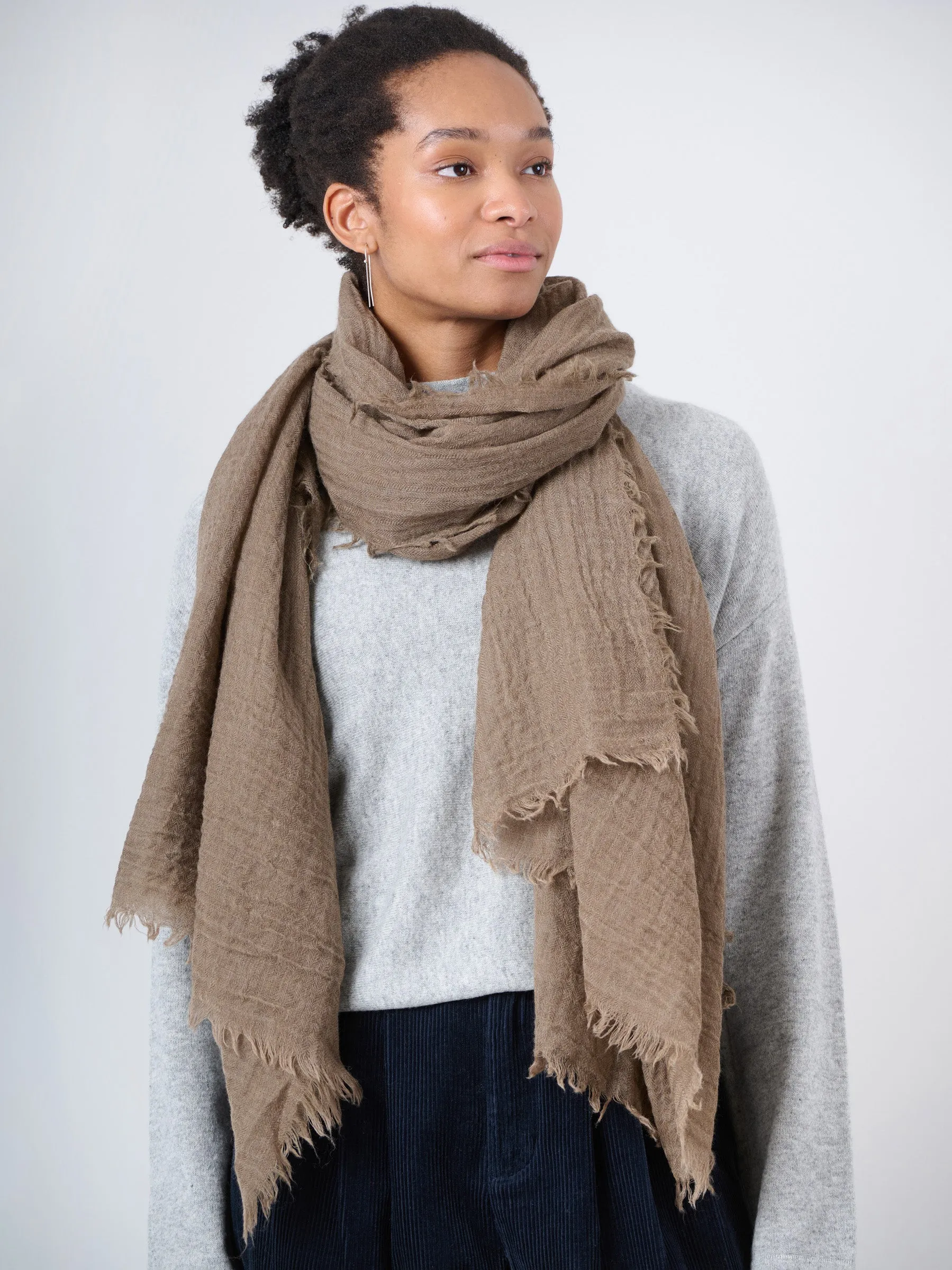 Fine Wool Crinkle Textured Wrap Scarves