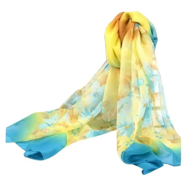 Floral Printed Thin Chiffon Beach hijab Scarf