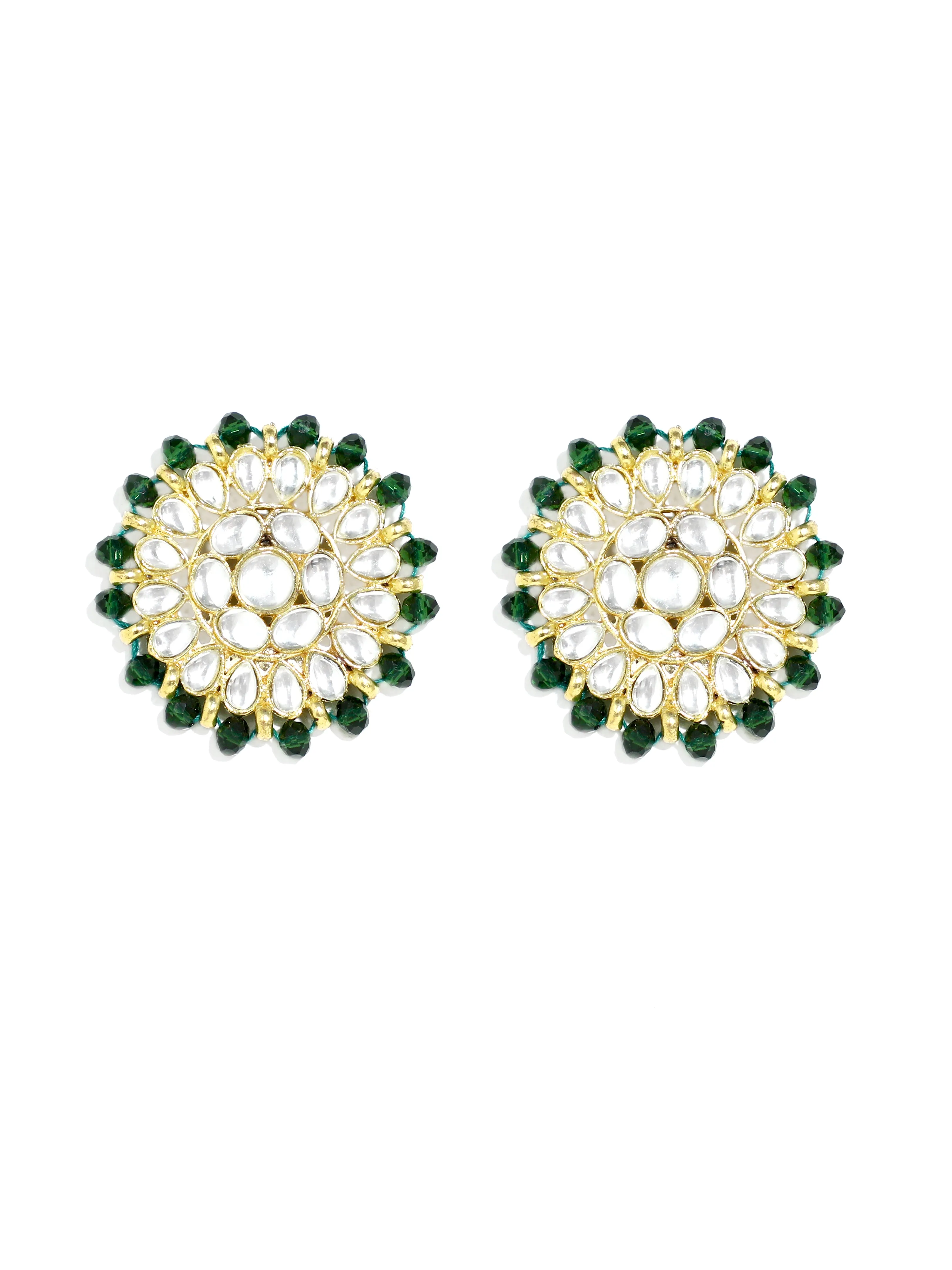Green Crystal Kundan Choker Necklace Set
