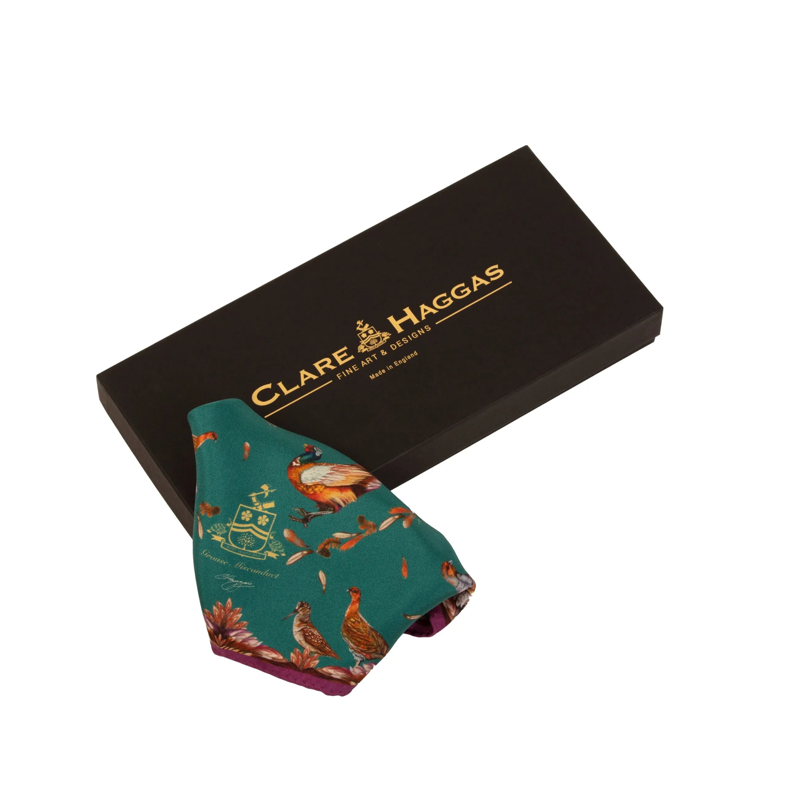 Grouse Misconduct Teal & Aubergine Mini Square Silk Scarf
