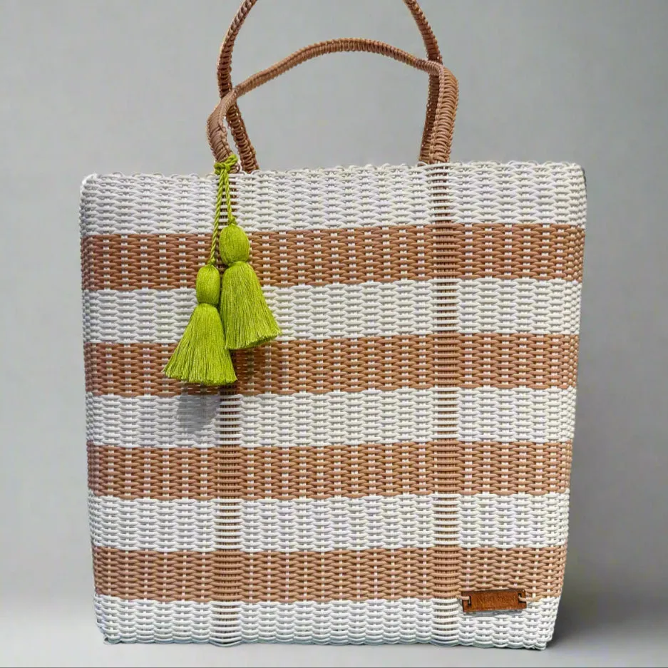 IXOQ Cesta recycled plastic tote (SOLD THRU KASSATEX) - XL Stripe