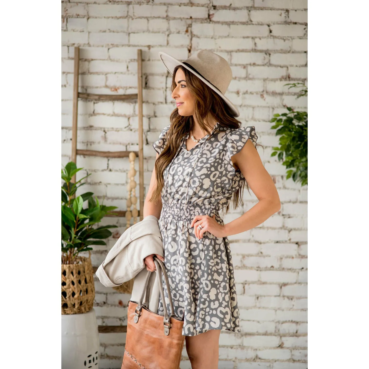 Leopard Drawstring Dress