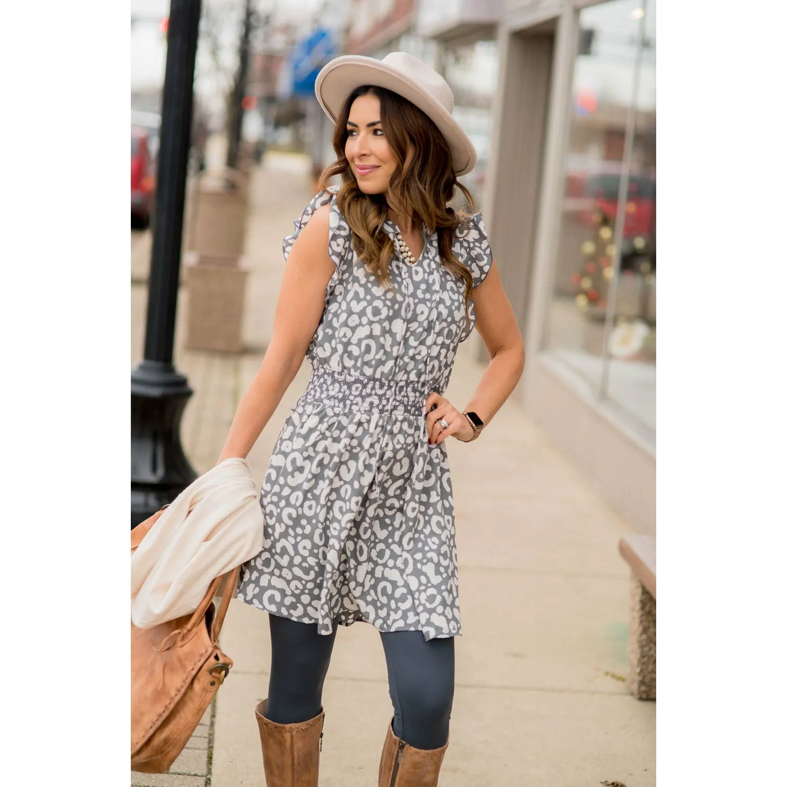 Leopard Drawstring Dress
