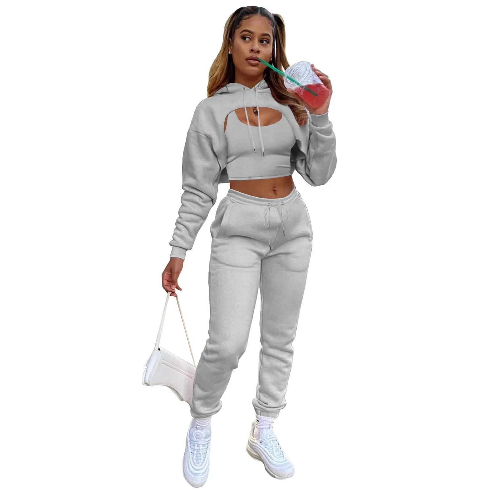 LovelyRLovely Drawstring Hoodie With Cotton Vest Suit