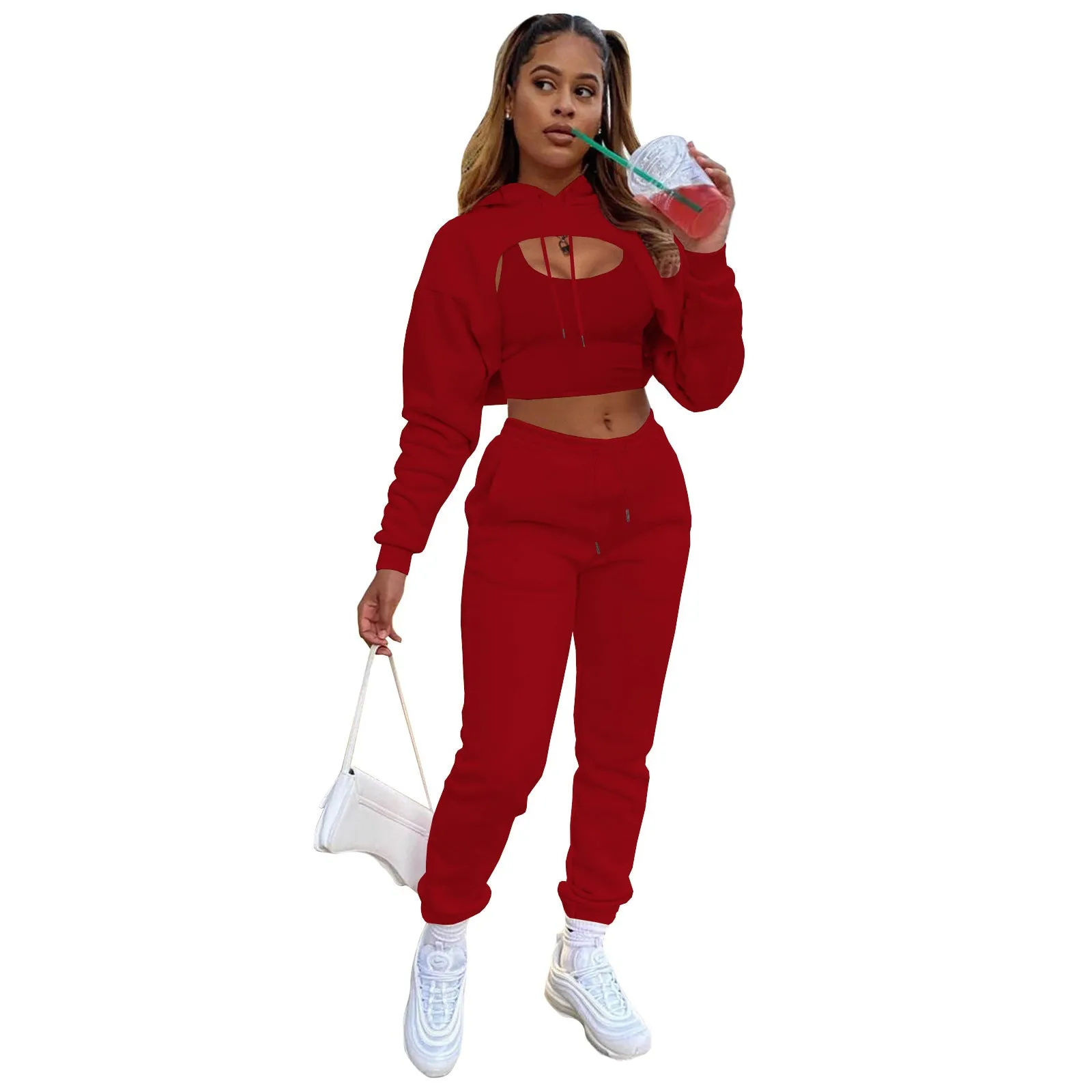 LovelyRLovely Drawstring Hoodie With Cotton Vest Suit