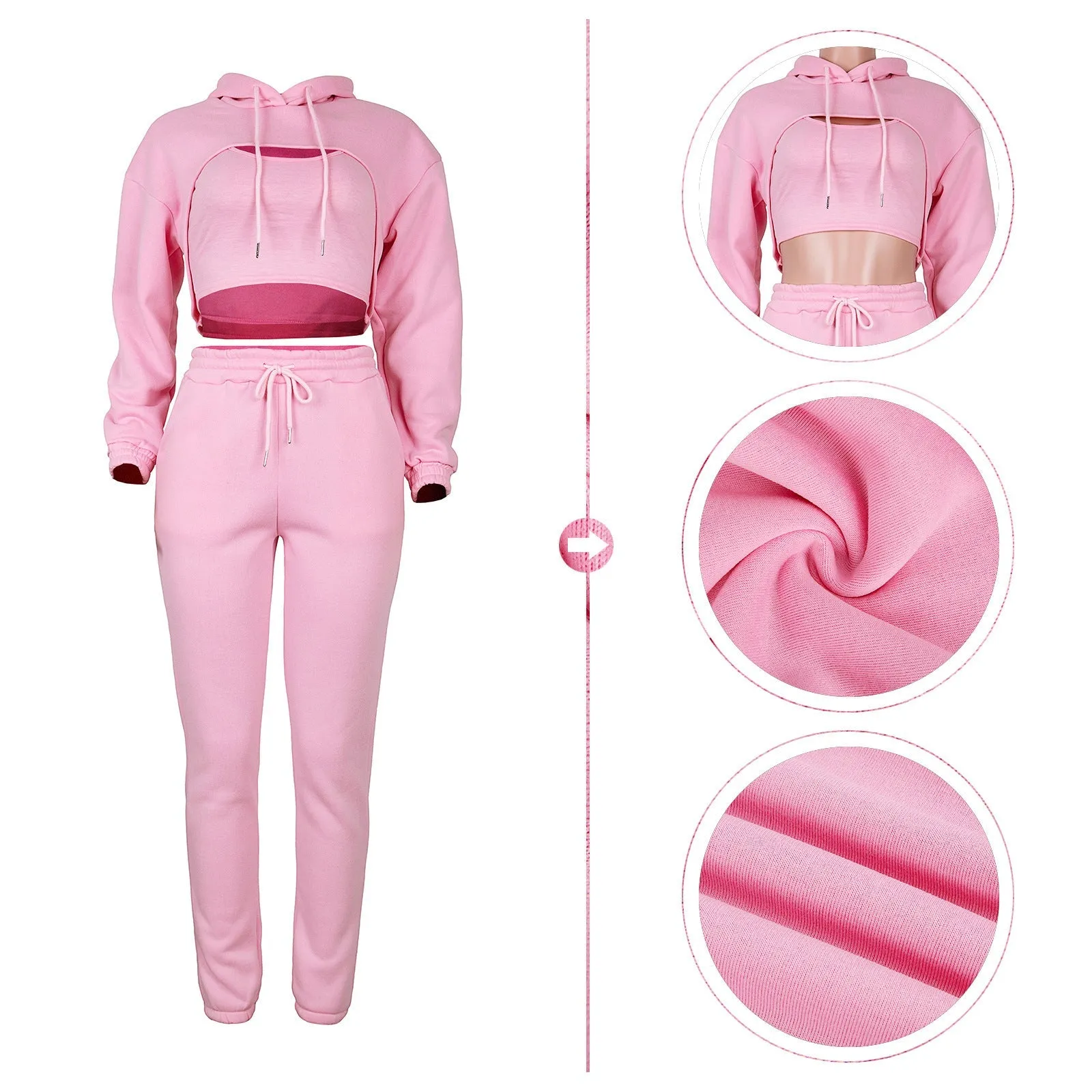 LovelyRLovely Drawstring Hoodie With Cotton Vest Suit