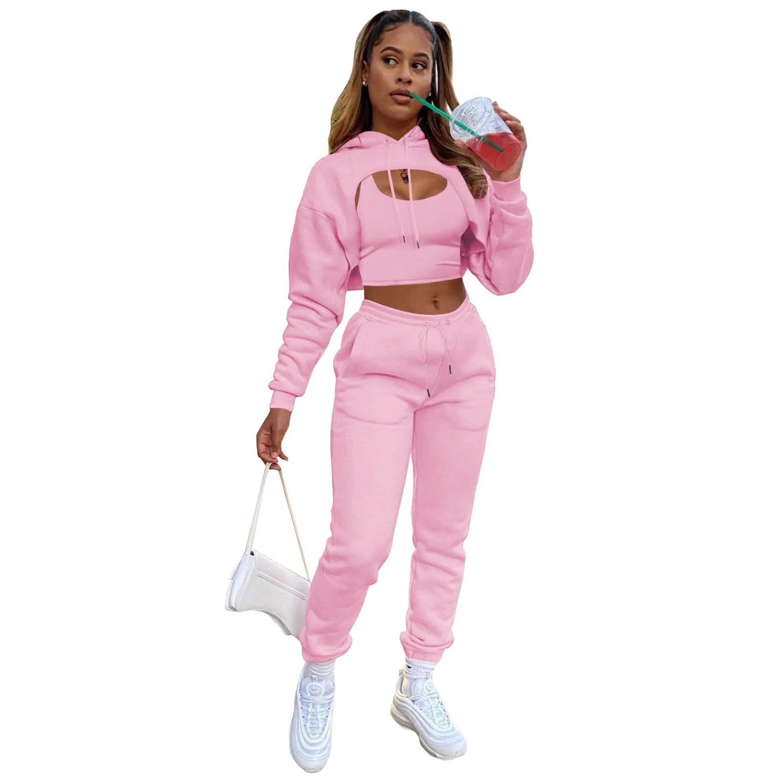 LovelyRLovely Drawstring Hoodie With Cotton Vest Suit