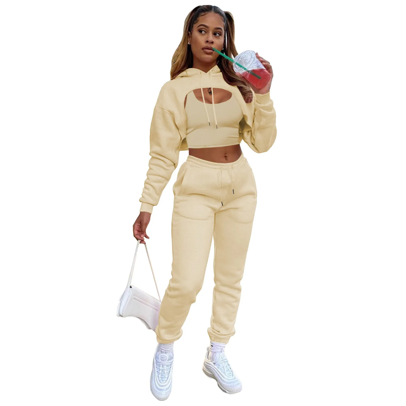 LovelyRLovely Drawstring Hoodie With Cotton Vest Suit