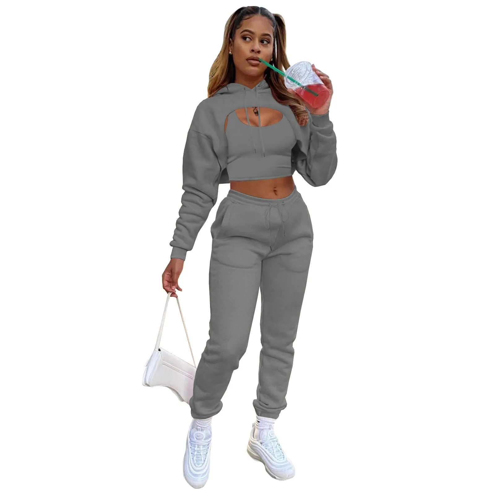 LovelyRLovely Drawstring Hoodie With Cotton Vest Suit