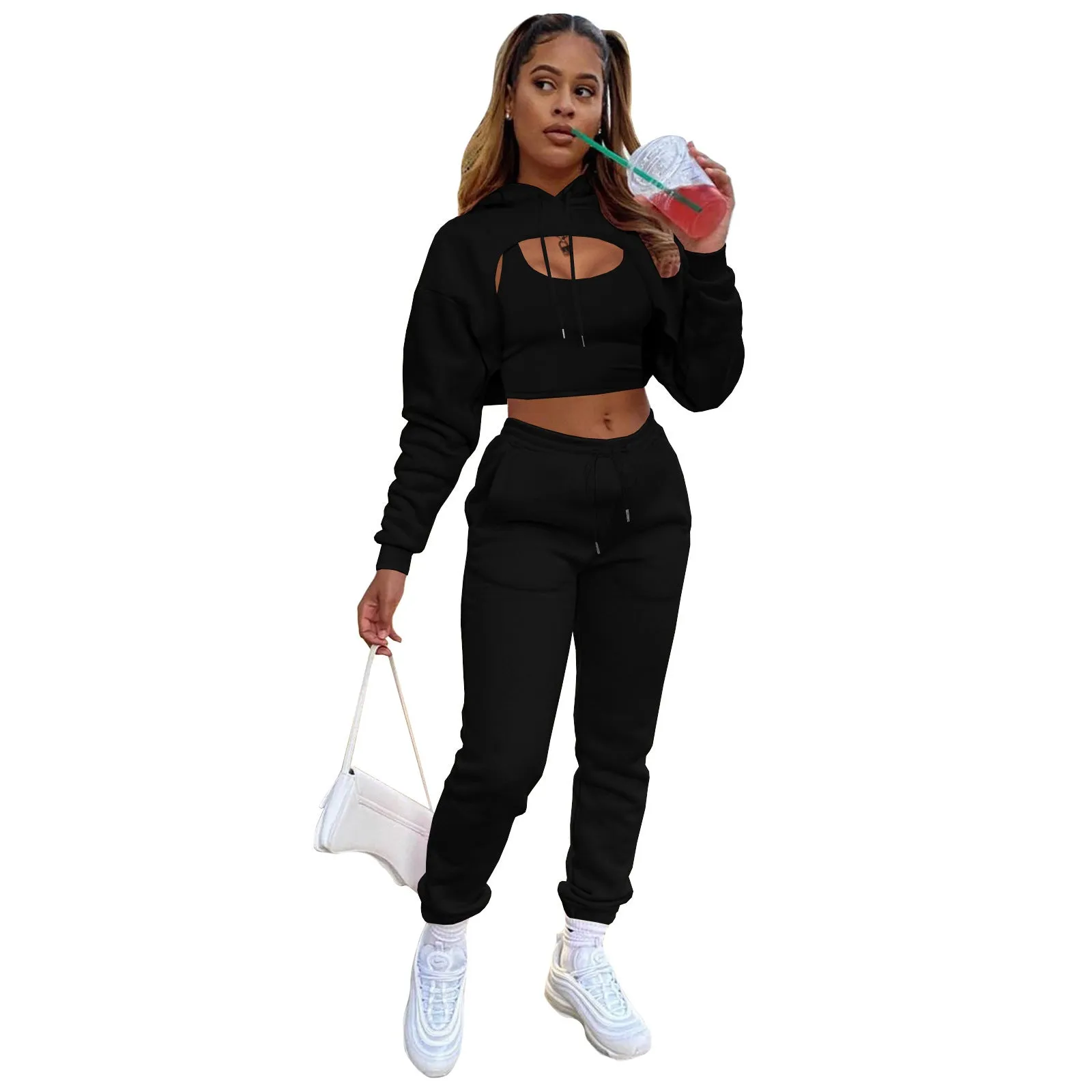 LovelyRLovely Drawstring Hoodie With Cotton Vest Suit