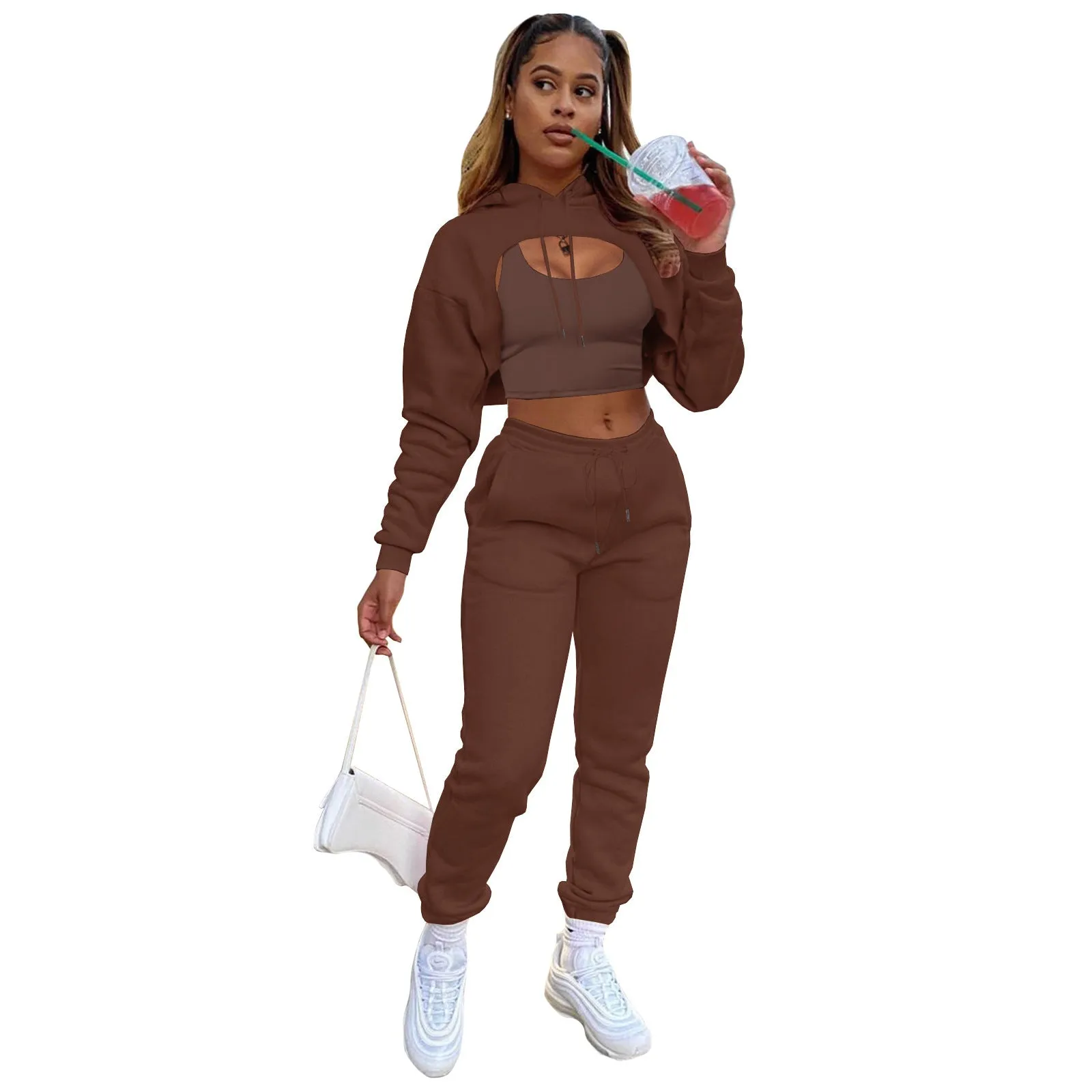 LovelyRLovely Drawstring Hoodie With Cotton Vest Suit