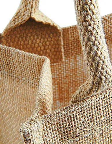 Mini Size Burlap Jute Tote Bags with Front Window