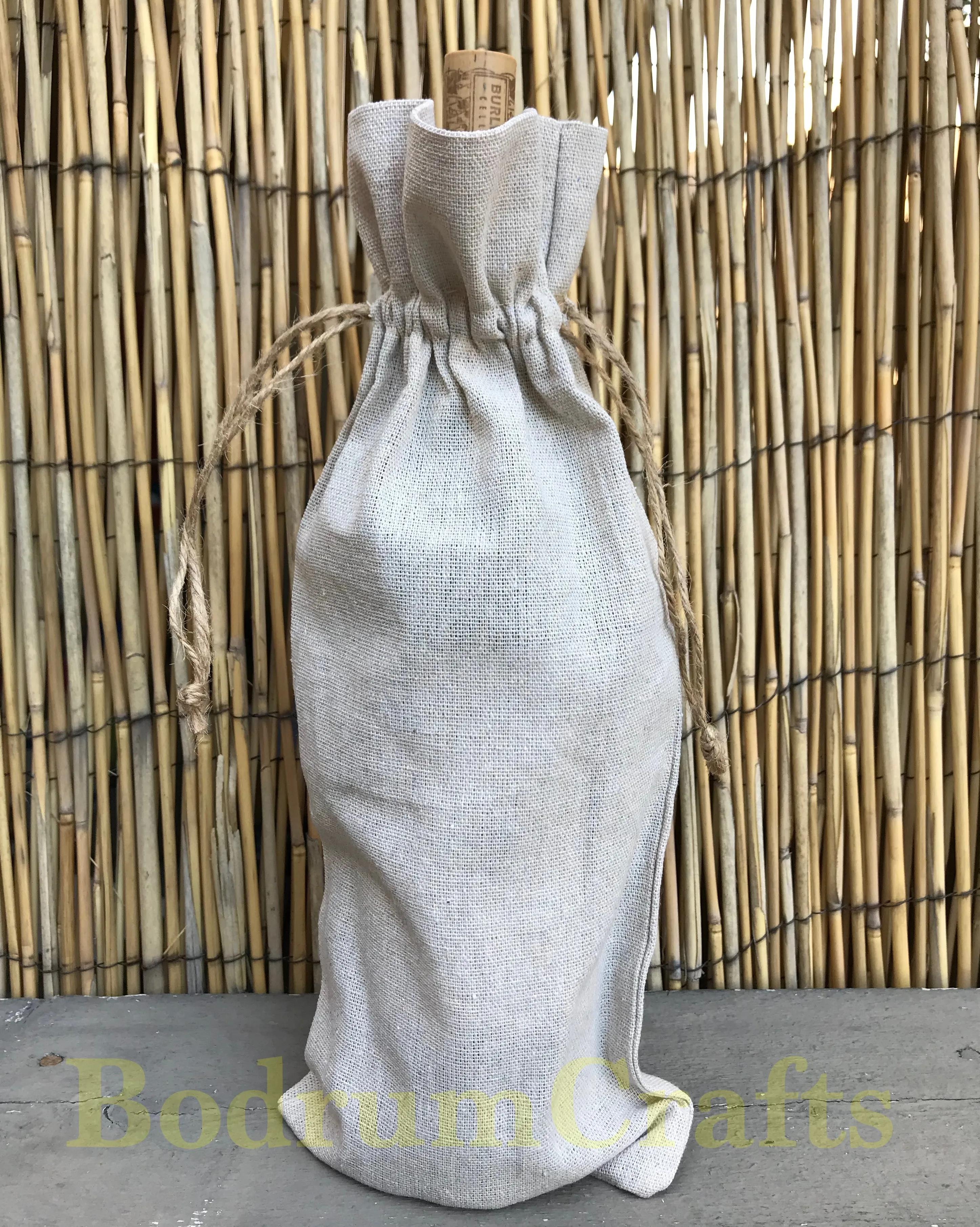 Natural Linen Fabric Wine Gift Bags Wholesale, 12 Pack