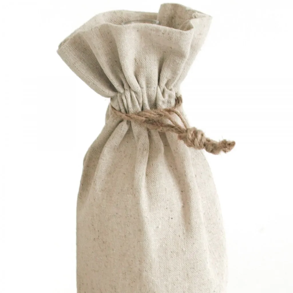 Natural Linen Fabric Wine Gift Bags Wholesale, 12 Pack