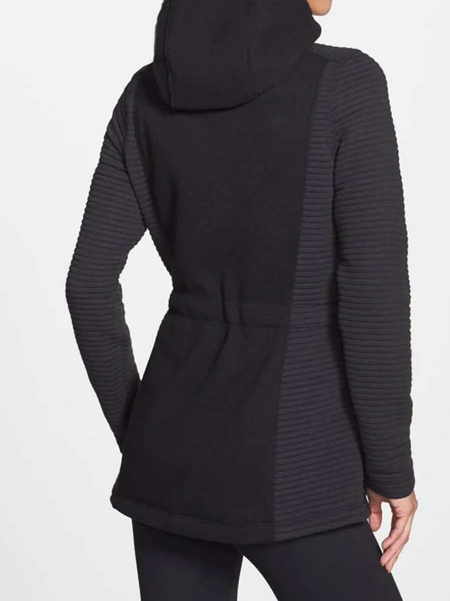 Panelled Hooded Waist Drawstring Sports Jacket