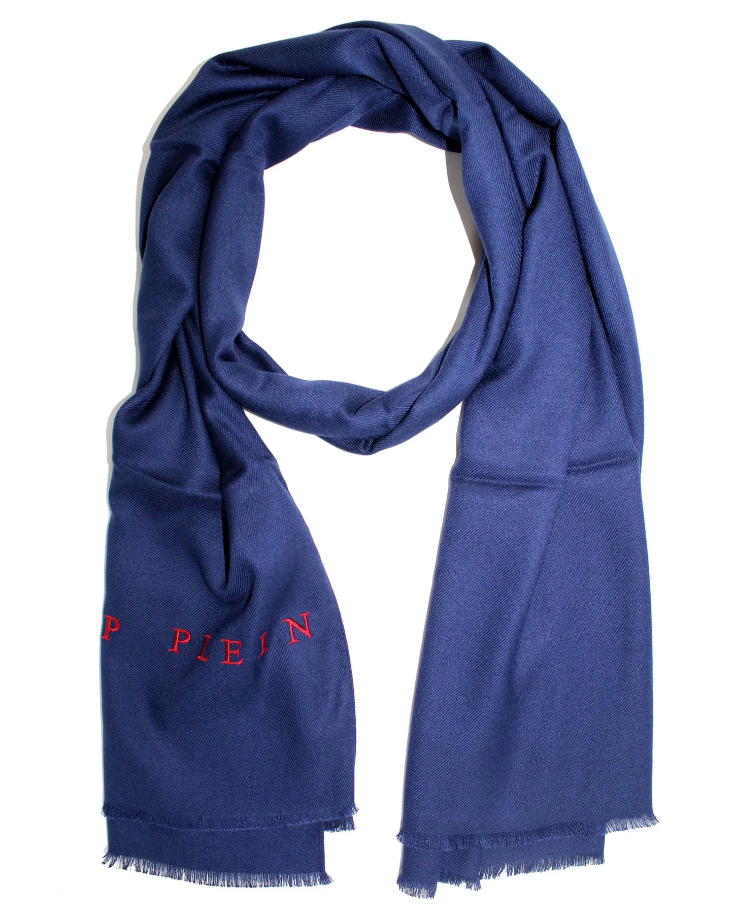 Philipp Plein Scarf Navy Red Logo - Designer Shawl FINAL SALE