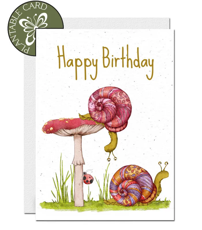 Plantable Birthday Card - Snails